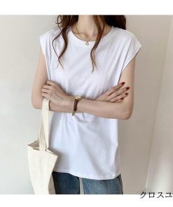 Tシャツ レディース トップス 40代 ノースリーブ 綿 Vネック 春夏 カットソー 新作 大きいサイズ シンプル UVカット 韓国風 20代 おしゃれ 30代 かわいい 40代 * ノースリーブ