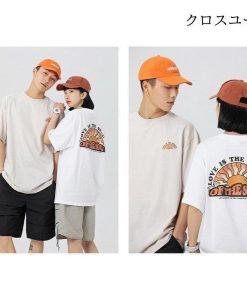 Tシャツ メンズ オシャレ 太陽柄 カジュアルTシャツ 綿 ゆったり 夏 春 秋 半袖tシャツ 男女兼用 2022新作 クルーネック プリント 40代 白Tシャツ 速乾 * 五分、七分袖