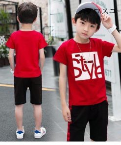 通学 男の子 ジュニア 男児 夏 Tシャツ 通園 子供服セット 上下2点セット 半ズボン 半袖Tシャツ ハーフパンツ プリントTシャツ 運動 * Tシャツ