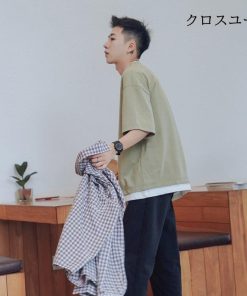 おしゃれ 半袖 レディース 重ね着風 韓国 オーバーサイズ メンズ Tシャツ 夏 ビッグシルエット レイヤード * 半袖