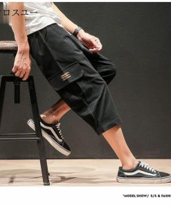 綿 大きい パンツ ショートパンツ 7分丈パンツ クロップド 七分丈 カーゴパンツ パンツルック 七分丈ズボン メンズ涼しい七分シャツ * クロップドパンツ