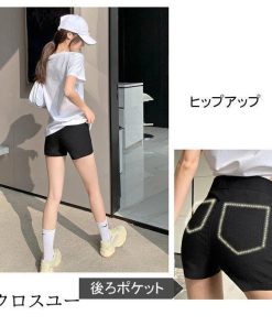 ハイウエスト パンツ ペチコートパンツ ショート丈 ストレッチ 夏 ヒップアップ 着痩せ 短パン インナーパンツ ショートパンツ レディース * ショートパンツ