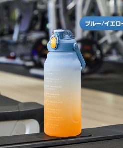 ウォーターボトル 水筒 ストロー 直飲み 大容量 タイムマーカー かわいい 洗いやすい スポーツボトル クリア 通勤 運動 ヨガ 学校 トレーニング 運動水筒 * 水筒