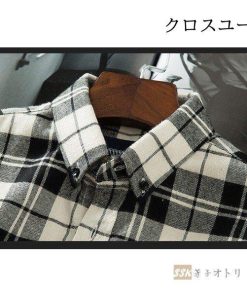 春服 ボタンダウンシャツ メンズ リネシャツ チェックシャツ 春物 シャツ 長袖 細身 お兄系 トップス チェック * 長袖