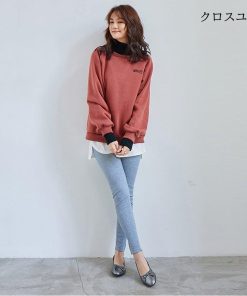 イレギュラーヘム インナー 付け裾 つけ裾 着回し カットソー 無地 レイヤード風 トップス レディース Tシャツ 重ね着 スリット * ノースリーブ