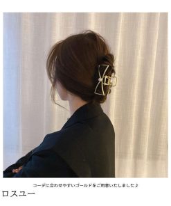 バンスクリップ ヘアクリップ バレッタ おしゃれ シンプル パール リボン ゴールド 金 スッキリ ヘアアクセサリー プレゼント 髪飾り 誕生日 ギフト * ヘアクリップ