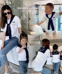 親子コーデ ベビー服 ロンパース パパ ベビーお揃い 親子ペアルック ベビー ママと娘 親子ペア カップル 親子服 半袖 トップス キッズ 家族 夏 旅行 ビーチ * Ｔシャツ、カットソー