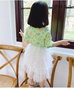 子供服 Tシャツ 女の子 半袖Tシャツ 夏 コットン カットソー 女児 ハート柄 Tシャツ キッズ 半袖トップス 夏Tシャツ サマーTシャツ 快適 * Tシャツ