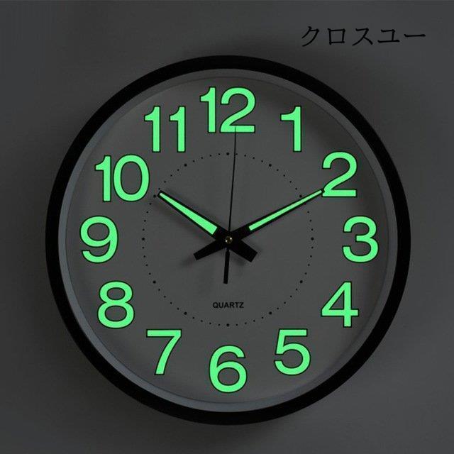 壁掛け時計 掛け時計 夜光 静音 デジタル おしゃれ ウォールクロック 見やすい 夜光る 夜でも見える 静か PVC 非電波 30CM 蓄光塗料 * 掛け時計、壁掛け時計