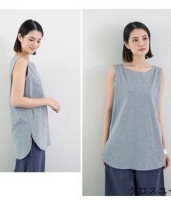 Tシャツ レディース 夏 ベスト 綿 クルーネック カットソー トップス シンプル 透けない おしゃれ コーデ UVカット きれいめ 20代 30代 40代 ゆったり * ノースリーブ