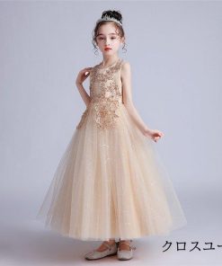 子供ドレス 女の子 春夏秋冬 高級感 ピアノ発表会 ロング ドレス 結婚式 キッズ フォーマル ドレス 子どもドレス 120-170cm ウェディング 七五三 記念撮影 * ドレス