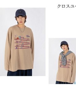 カットソー 長袖 メンズ プリント ティーシャツ 秋 Tシャツ 大きいサイズ 春 綿 ロンT ファッション * 長袖