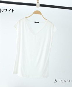 Tシャツ レディース トップス 40代 半袖 綿 白 ニット 春夏 カットソー 新作 大きいサイズ Vネック UVカット 韓国風 かわいい 40代 20代 おしゃれ 30代 * ノースリーブ