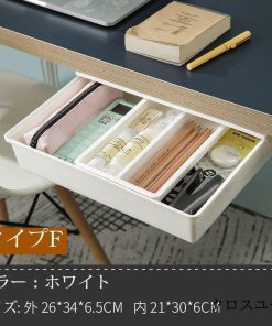 テーブル下 便利グッズ 文房具 ボックス 収納ケース 粘着式 引き出し 開穴不要 収納BOX デスク整理 取り付け * 小物収納、小物入れ