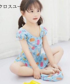 練習用 選べる3色 ビーチ 女の子 ワンピース帽子 子供水着 2点セット キッズ * 子ども用