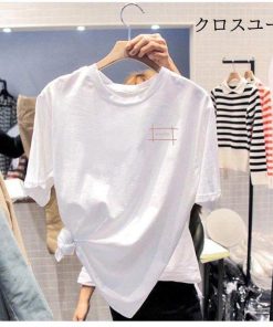 Tシャツ 半袖 レディース 夏 半袖Tシャツ 白 ゆったり クルーネック カットソー 夏Tシャツ おしゃれ トップス 黒 ピンク ゆるTシャツ * 五分、七分袖