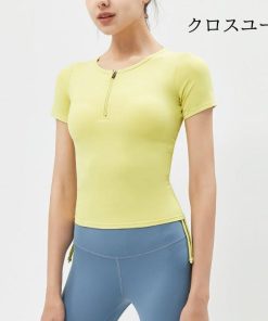 半袖 フィットネスTシャツ フィットネスウェア トレーニングウェア トップス 夏 コンプレッションウェア レディース 速乾 カップ付き * トップス（ジャージ以外）