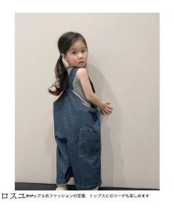 子供 女児 女の子 フロントポケット オールインワン サロペット サロペットパンツ オーバーオール デニム デニムサロペット ゆったり * オーバーオール