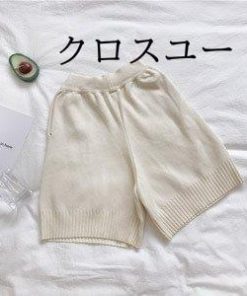 ボトムス シンプル カジュアルパンツ ニット ウエストゴム 春 ハーフパンツ ルームウエア 部屋着 秋 リブ レディース ゆったり ショートパンツ * ショートパンツ