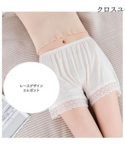 薄手 ペチパンツ 3分丈 夏 レース ペチコート パンツ レディース リボン 短パン ショートパンツ パンチラ防止 インナー インナーパンツ * ペチコート