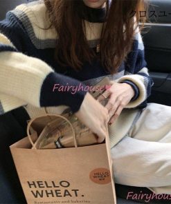 ニットトップス ボーダー柄セーター 長袖 オシャレ秋服 レディース ニットトップス ショット丈ニットソー 韓国風 30代 ゆったりプルオーバー 秋冬 50.代 40代 * 長袖