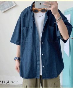 カジュアルシャツ 半袖 20代 オシャレ ストライプシャツ 紳士服　 半袖シャツ ビジネス ボタンダウンシャツ 夏 30代 メンズ * ジャージ、スウェットトップス