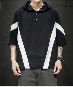 七分丈Tシャツ メンズ パーカー  ビッグT  ゆったり 五分丈 七分丈Tシャツ フード付き パーカー夏 カジュアル 40代 30代 20代 大きいサイズ * 五分、七分袖