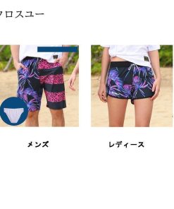 サーフショーツ 海パン 短パン サーフパンツ ハーフパンツ ボーダー柄 ショートパンツ レディース メンズ 海水パンツ 水着 * サーフパンツ、トランクス