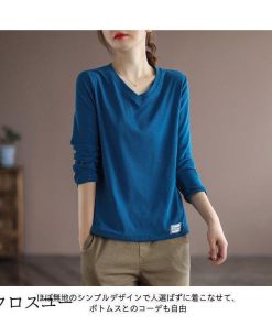 カットソー 長袖 レディース Tシャツ Vネック 40代 50代 30代 長袖Tシャツ ゆったり 春 小顔 重ね着風 トップス インナー * 長袖