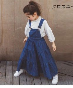 キッズ オーバーオール 夏 デニムワンピース ワンピース 子供服 ジュニア サスペンダーワンピース 子供ドレス 女の子 春 * ワンピース