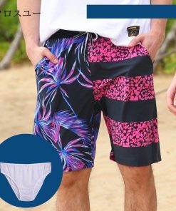 サーフショーツ 海パン 短パン サーフパンツ ハーフパンツ ボーダー柄 ショートパンツ レディース メンズ 海水パンツ 水着 * サーフパンツ、トランクス