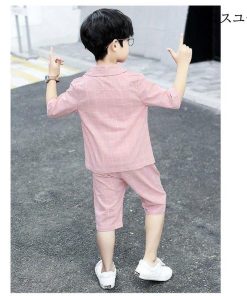 子供 フォーマルスーツ 男児 スーツセット 半袖 セレモニー 3点セット チェック柄 夏 ハーフパンツ 男の子 お洒落 スーツ 演奏会 半ズボン 結婚式 発表会 * スーツ、ブレザー