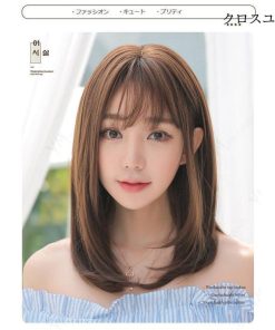 ウィッグ レディース カール ヘアネット付き かつら セミロング 自然 ストレート フルウィッグ Wig ウェーブ ミディアム * ウィッグ、エクステンション