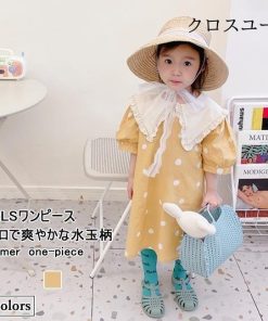 薄手 ドット柄 半袖ワンピース 可愛い 女の子 ジュニア サマーワンピース 子供 ゆったり 夏 Aラインワンピース 女児 水玉柄 ワンピース * ワンピース、チュニック