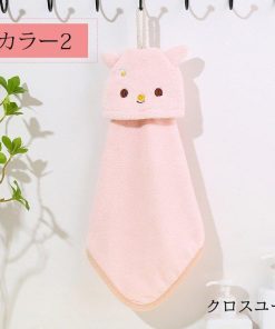 ループ付きタオル 同色2枚セット おしゃれ 刺繍 動物 アニマル パイル  ハンドタオル 手拭き 洗面所 キッチン 保育園 幼稚園 タオル ふわふわ やわらか キッズ * ハンカチ、ミニタオル