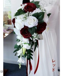 ブーケ ウエディングブーケ 花束 ウェディング 造花 花嫁 ブライダルブーケ 安い 結婚式 披露宴 歓迎会 卒業式 欧米 アートフラワー 写真撮り 手作り プレゼント * 花束、アレンジメント