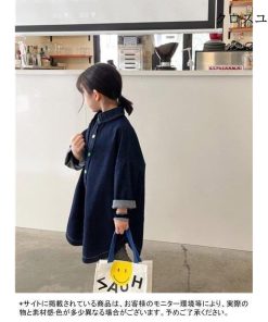 ゆったり デニムワンピース 長袖 デニム ロングシャツ 女の子 オーバーサイズ 子供 春秋 シャツワンピース 長袖 ワンピース 女児 * ワンピース、チュニック