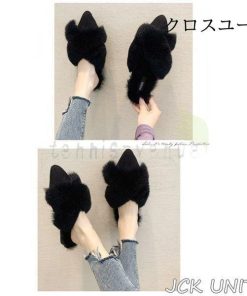 ファーパンプス レディース パンプス フラットシューズ 痛くない ポインテッドトゥ 歩きやすい ファーシューズ 秋 冬ファー 靴 婦人靴 OL 通勤 女性用 秋冬新作 * パンプス