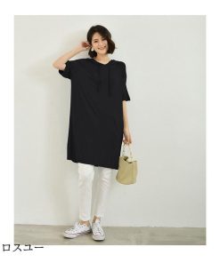 カットソー 5分丈袖Tシャツ トップス Tシャツ 夏 大きいサイズ 夏Tシャツ フード付き 五分丈袖 レディース 体型カバー 半袖 ゆったり 無地 * 五分、七分袖