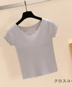 Tシャツ レディース きれいめ 40代 春夏 上品 半袖 Tシャツ ブラウス トップス 薄手 ニット オシャレ カジュアル 韓国風 Tシャツ 30代 ゆったり 50代 * 半袖