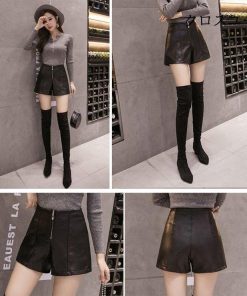 オシャレ レザーパンツ 春秋物 PUパンツ ハーフパンツ ファスナー 女性用 ショートパンツ ボトムス 短パン ショート クール PU レディース * ショートパンツ