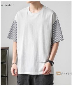 涼しい 夏服 夏 メンズ Tシャツ 半袖tシャツ 薄手 トップス アメカジ カットソー ティーシャツ クルーネック * 半袖