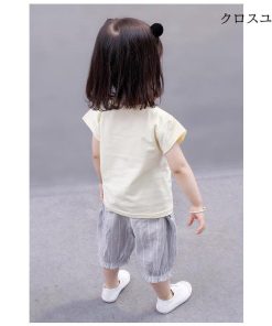 夏 女児 7分丈パンツ ジュニア セットアップ 上下２点セット サルエルパンツ Tシャツ 半袖 クロップドパンツ 半袖Tシャツ 上下セット 子供 * Tシャツ