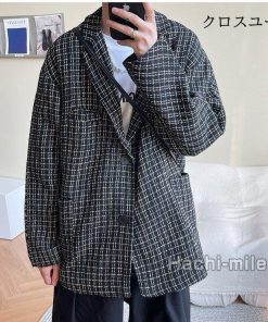 アウター ビジネスジャケット ジャケット 紳士服 韓国風 大きいサイズ テーラードジャケット 春秋 チェック柄 メンズ * テーラード、ブレザー