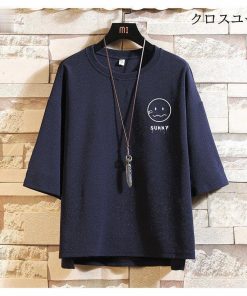 七分袖Tシャツ 丸首 ティーシャツ カジュアルTシャツ メンズ 大きいサイズ 五分袖  五分丈 半袖 夏 カットソー Tシャツ * 五分、七分袖