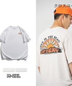 Tシャツ メンズ オシャレ 太陽柄 カジュアルTシャツ 綿 ゆったり 夏 春 秋 半袖tシャツ 男女兼用 2022新作 クルーネック プリント 40代 白Tシャツ 速乾 * 五分、七分袖