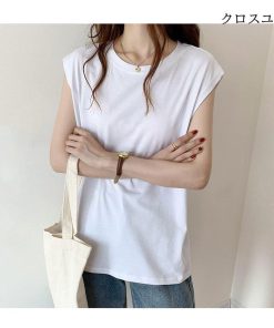 Tシャツ レディース カットソー 夏 40代 ノースリーブ 綿 春夏 カットソー 大きいサイズ シンプル UVカット 韓国風 20代 40代 30代 かわいい おしゃれ * ノースリーブ