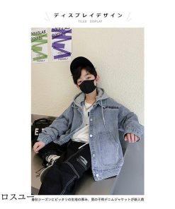 フード付き 男の子 男児 フード付きデニムジャケット 春秋 アウター ジャケット デニムジャケット 偽二枚 ゆったり Ｇジャン 子ども * ジャケット、ブルゾン