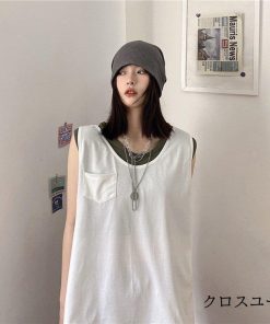 Tシャツ レディース トップス 40代 ベスト 綿 白 ニット 春夏 カットソー 新作 大きいサイズ シンプル UVカット 韓国風 30代 おしゃれ かわいい 20代 40代 * ノースリーブ