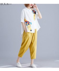 大きいサイズ クロップドパンツ 夏 ガウチョパンツ ゆったり サルエルパンツ レディース 着痩せ 体型カバー 森ガール * サルエルパンツ